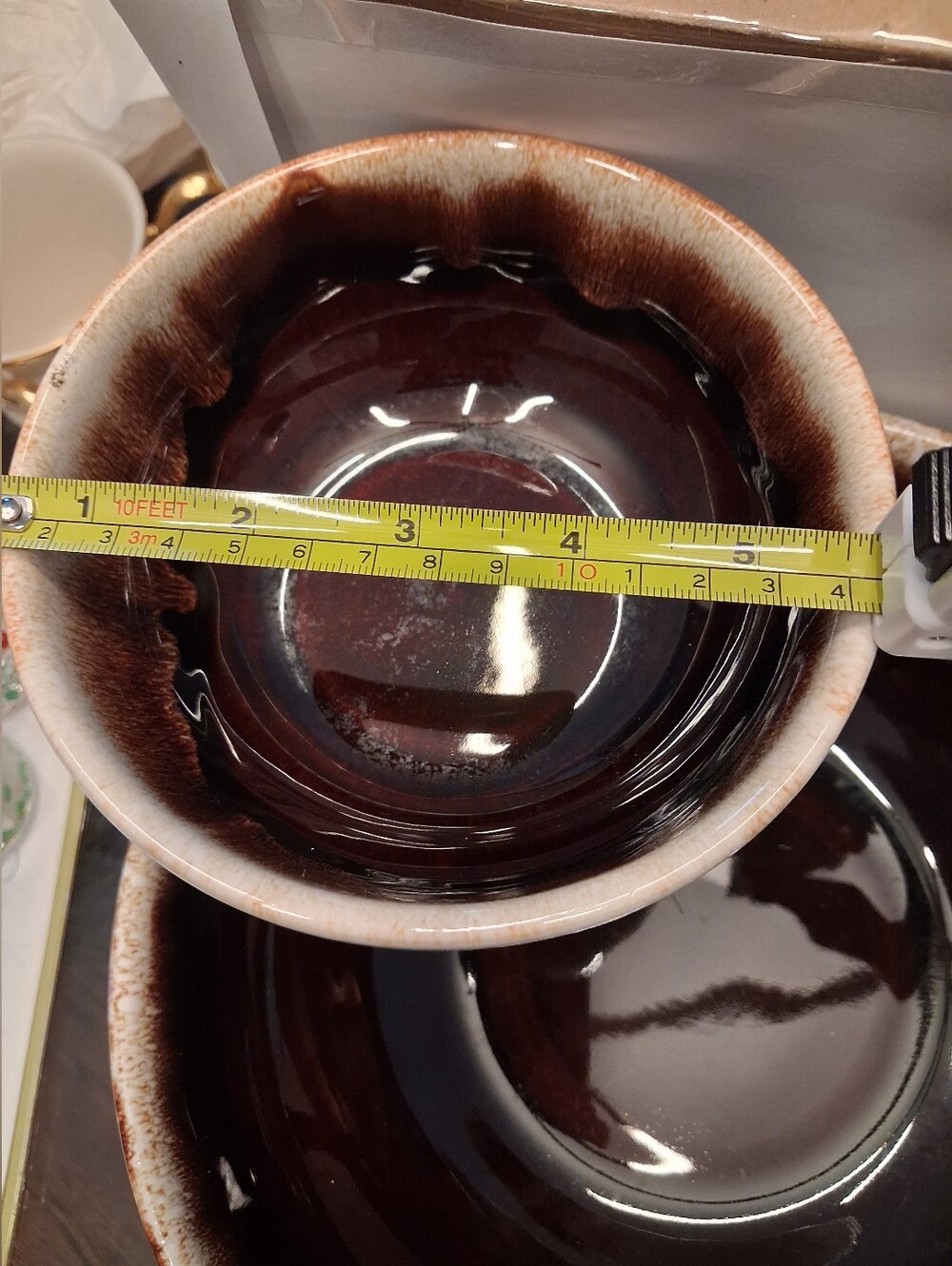 Pfaltzgraff Dining- Brown And White Glazed Ceramic Decorative Chip and Dip Bowl - Picture 5 of 9